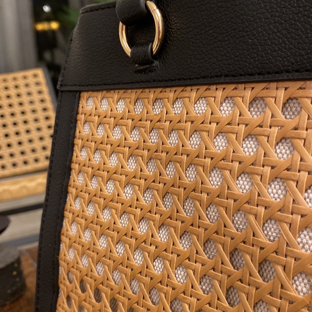 Black and Rattan Anne Klein Purse - Picture 3 of 3